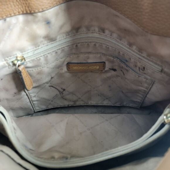 Michael Kors Jet Set Chain Large Signature Tote Khaki/Brown Coated Canvas Bag - Picture 9 of 15